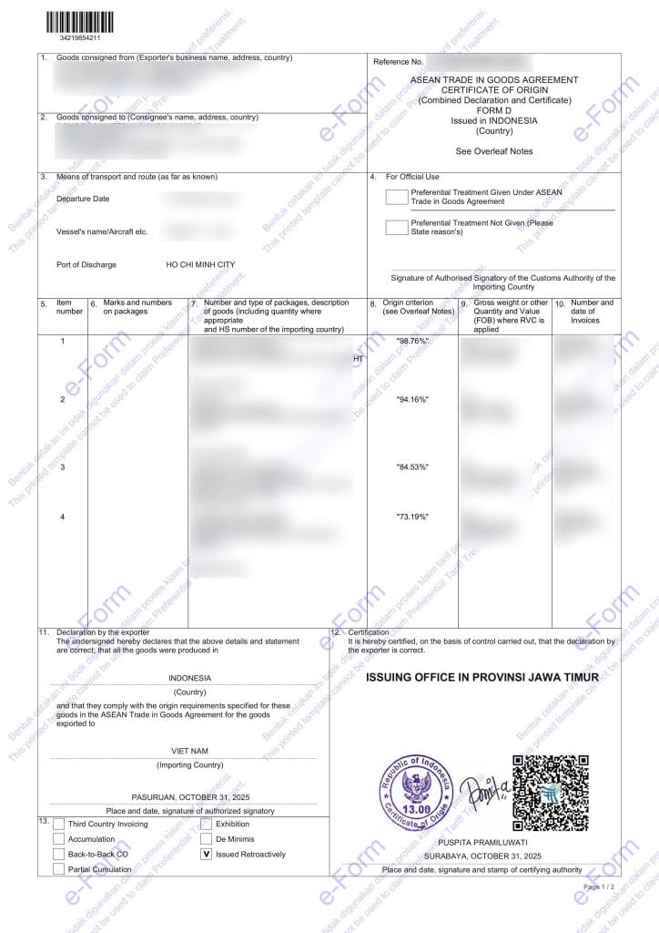 CO Form D Là Gì? Điều Kiện, Hồ Sơ Và Cách Sử Dụng C/O Form D Trong Xuất Nhập Khẩu 5 Mẫu C/O Form D hàng nhập 5Startrans đã hoàn thành