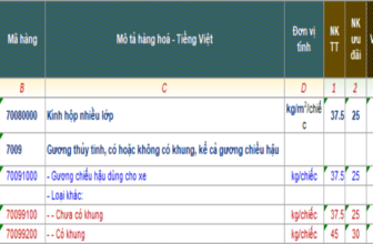 Banner một số mã HS dành cho gương chiếu hậu xuất nhập khẩu
