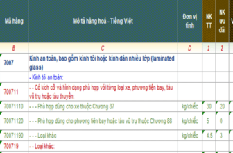 Banner một số mã HS dành cho kính cường lực xuất nhập khẩu