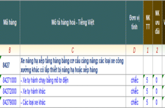 Banner một số mã HS dành cho xe nâng xuất nhập khẩu