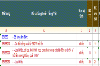 Banner một số mã HS dành cho amply xuất nhập khẩu