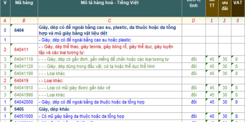 THỦ TỤC XUẤT NHẬP KHẨU GIÀY DÉP